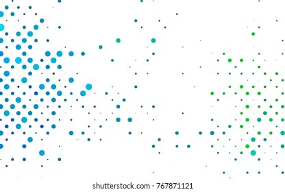 Light Blue, Green vector red banner with set of circles, dots. Donuts Background. Creative Design Template. Technological halftone illustration.