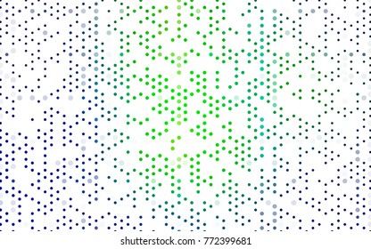 Light Blue, Green vector red banner with set of circles, dots. Donuts Background. Creative Design Template. Technological halftone illustration.