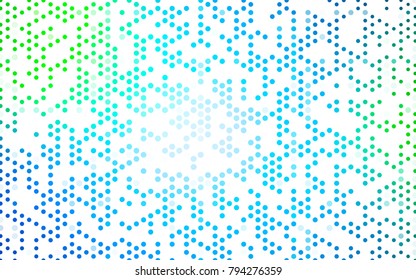 Light Blue, Green vector red pattern of geometric circles, shapes. Colorful mosaic banner. Geometric background with colored disks.