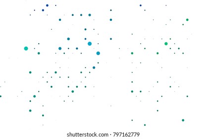 Light Blue, Green vector red banner with set of circles, dots. Donuts Background. Creative Design Template. Technological halftone illustration.