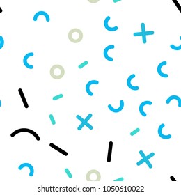 Light Blue, Green vector seamless background with lines, ovals. Colorful seamless gradient with lines and signs of maths. Trendy design for wallpaper, fabric makers.