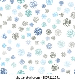 Light Blue, Green vector seamless natural abstract pattern. New colorful illustration in doodle style with flowers. The textured pattern can be used for website.
