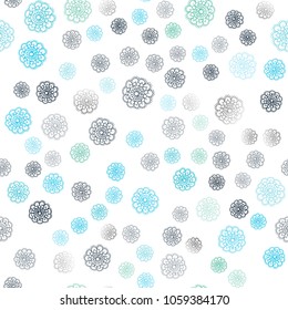 Light Blue, Green vector seamless natural abstract pattern. A vague abstract illustration with flowers in doodles style. Completely new design for your business.