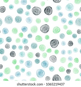 Light Blue, Green vector seamless doodle blurred pattern. Modern geometrical abstract illustration with flowers. Elegant pattern for a brand book.