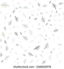 Light Blue, Green vector seamless  abstract doodle wallpaper. An elegant bright illustration with leaves in Natural style. Completely new design for your business.