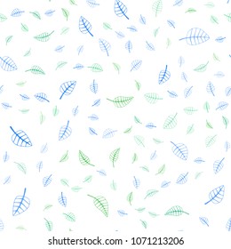 Light Blue, Green vector seamless  natural elegant artwork. leaves on elegant natural pattern with gradient. Doodle design can be used for your web site.
