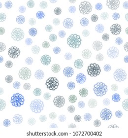 Light Blue, Green vector seamless doodle blurred pattern. Colorful illustration in doodle style with flowers. Brand-new style for your business design.
