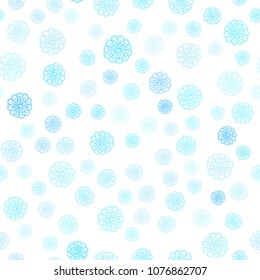 Light Blue, Green vector seamless natural abstract background. A vague abstract illustration with flowers in doodles style. Completely new template for your business design.