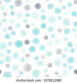 Light Blue, Green vector seamless doodle bright pattern. Blurred decorative design in Indian style with flowers. Pattern for colorful books and pages for kids.