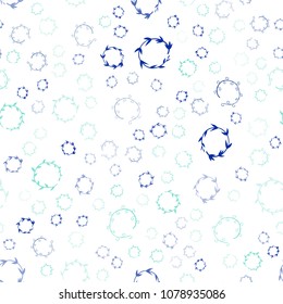 Light Blue, Green vector seamless  pattern with spheres. Glitter abstract illustration with blurred drops of rain. Completely new template for your brand book.