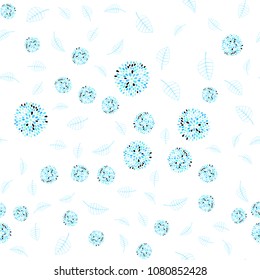 Light Blue, Green vector seamless abstract backdrop with leaves and flowers. Illustration with doodles on abstract template. A new texture for your wallpaper design.