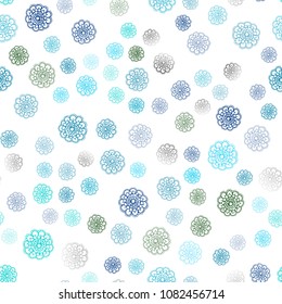 Light Blue, Green vector seamless doodle blurred pattern. flowers on elegant natural pattern with gradient. Elegant pattern for a brand book.