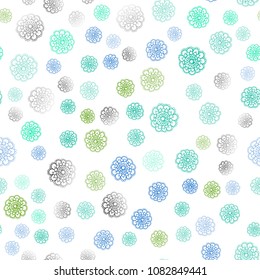Light Blue, Green vector seamless doodle blurred template. An elegant bright illustration with flowers in Natural style. Elegant pattern for a brand book.