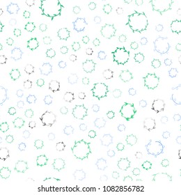 Light Blue, Green vector seamless  texture with disks. Illustration with set of shining colorful abstract circles. New design for ad, poster, banner of your website.