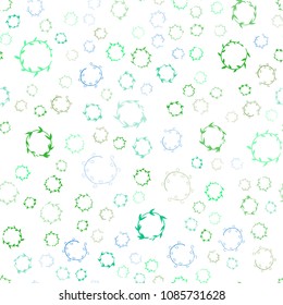 Light Blue, Green vector seamless  background with bubbles. Beautiful colored illustration with blurred circles in nature style. Pattern can be used for futuristic ad, booklets.