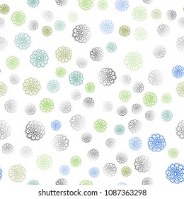 Light Blue, Green vector seamless natural abstract design. Flowers on blurred abstract background with gradient. Doodle design can be used for your web site.