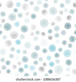 Light Blue, Green vector seamless abstract doodle template. Blurred decorative design in Indian style with flowers. A new texture for your design.