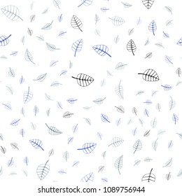 Light Blue, Green vector seamless  natural elegant pattern. Blurred decorative design in Indian style with leaves. Elegant pattern for a brand book.