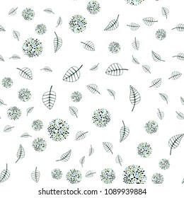 Light Blue, Green vector seamless abstract design with leaves and flowers. Shining colored illustration with leaves and flowers. Textured pattern for a website, banner.