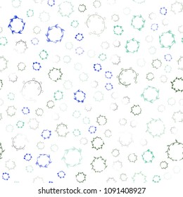 Light Blue, Green vector seamless template with circles. Glitter abstract illustration with blurred drops of rain. Pattern can be used for beautiful websites.
