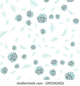 Light Blue, Green vector seamless abstract pattern with leaves and flowers. Modern abstract illustration with leaves and flowers. Completely new design for your business.