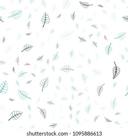 Light Blue, Green vector seamless  natural elegant template. Sketchy doodles with leaves on blurred background. Pattern for colorful books and pages for kids.