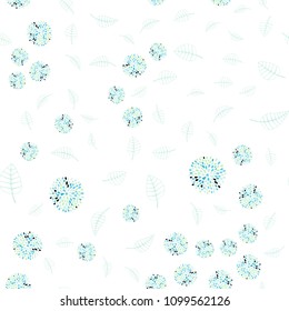 Light Blue, Green vector seamless abstract design with leaves and flowers. Shining colored illustration with leaves and flowers. Completely new template for your brand book.