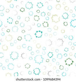 Light Blue, Green vector seamless backdrop with dots. Blurred bubbles on abstract background with colorful gradient. Pattern can be used for ads, leaflets.