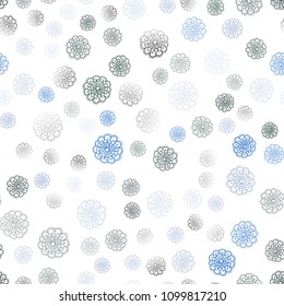 Light Blue, Green vector seamless natural elegant background. Doodle illustration of flowers in Origami style with gradient. Completely new template for your brand book.