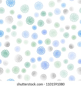 Light Blue, Green vector seamless doodle bright template. Blurred decorative design in Indian style with flowers. Pattern for heads of websites and designs.