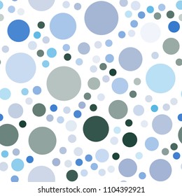 Light Blue, Green vector seamless pattern with spheres. Blurred decorative design in abstract style with bubbles. Completely new template for your brand book.