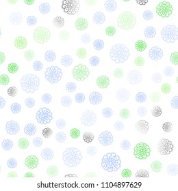 Light Blue, Green vector seamless doodle blurred pattern. Modern geometrical abstract illustration with flowers. Template for backgrounds of cell phones.
