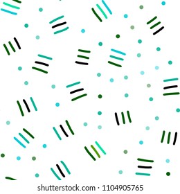 Light Blue, Green vector seamless cover with abstract shapes. Decorative abstract design of repeating lines, circles. Pattern for trendy fabric, wallpapers.