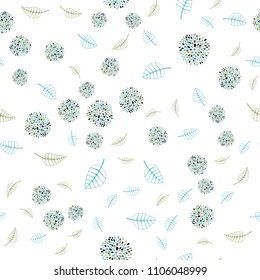 Light Blue, Green vector seamless elegant wallpaper with leaves and flowers. Abstract illustration with leaves, flowers in doodles style. Doodle design can be used for your web site.