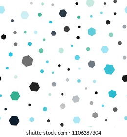 Light Blue, Green vector seamless texture with colorful hexagons. Glitter abstract illustration in hexagonal style. Pattern for ads, leaflets.