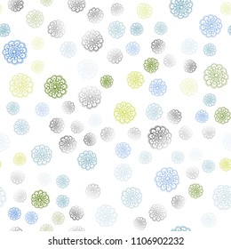 Light Blue, Green vector seamless doodle bright background. Modern geometrical abstract illustration with flowers. Elegant pattern for a brand book.