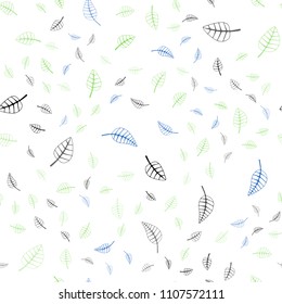 Light Blue, Green vector seamless  doodle bright background. Brand-new colored illustration in blurry style with leaves. Elegant pattern for a brand book.