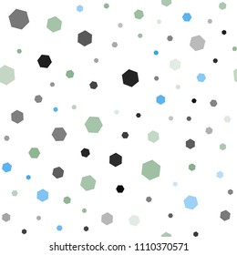 Light Blue, Green vector seamless template in hexagonal style. Illustration of colored hexagons on white surface. Pattern can for your ad, booklets.