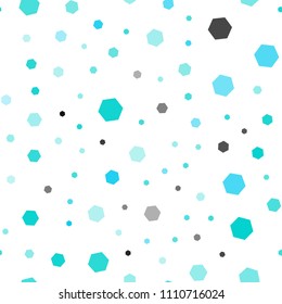 Light Blue, Green vector seamless pattern with colorful hexagons. Illustration of colored hexagons on white surface. Pattern for ads, leaflets.
