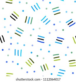 Light Blue, Green vector seamless background with lines, ovals. Seamless Illustration with set of abstact gradient lines. Pattern for trendy fabric, wallpapers.