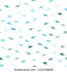 Light Blue, Green vector seamless layout with rounded line shape. Glitter abstract illustration with colored sticks. The template can be used as a background.