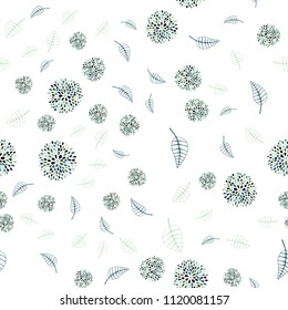 Light Blue, Green vector seamless abstract background with leaves and flowers. Brand new colored illustration with leaves and flowers. Doodle design can be used for your web site.