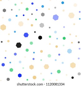 Light Blue, Green vector seamless cover with set of hexagons. Illustration with set of colorful hexagons. New template for your brand book.