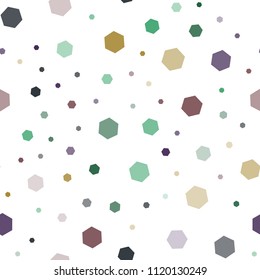 Light Blue, Green vector seamless cover with set of hexagons. Colorful hexagons on white backdrop. Pattern can be used for landing pages.