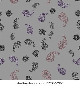 Light Blue, Green vector seamless doodle template with leaves and flowers. Colorful illustration in doodle style with leaves, flowers. Completely new design for your business.