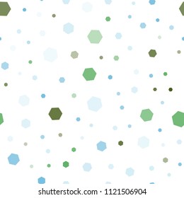 Light Blue, Green vector seamless pattern with colorful hexagons. White background with colorful hexagons. Pattern for ads, leaflets.