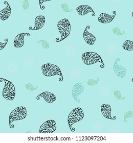 Light Blue, Green vector seamless natural background with leaves and flowers. Glitter abstract illustration with leaves and flowers. Completely new template for your design.