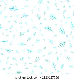 Light Blue, Green vector seamless  doodle blurred pattern. Brand-new colored illustration in blurry style with leaves. Pattern for heads of websites and designs.