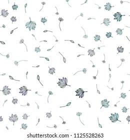 Light Blue, Green vector seamless doodle cover. Doodle illustration of leaves in Origami style with gradient. Doodle design for your web site.