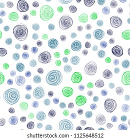 Light Blue, Green vector seamless doodle bright pattern. Modern geometrical abstract illustration with flowers. Hand painted design for web, leaflet, textile.
